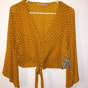 Womens blouse, size small, mustard yellow.